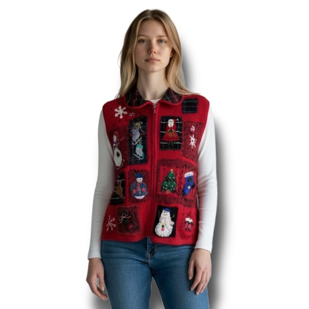 Designers Originals Studio VTG 90 Ugly Christmas Sweater Vest Festive Holiday XL